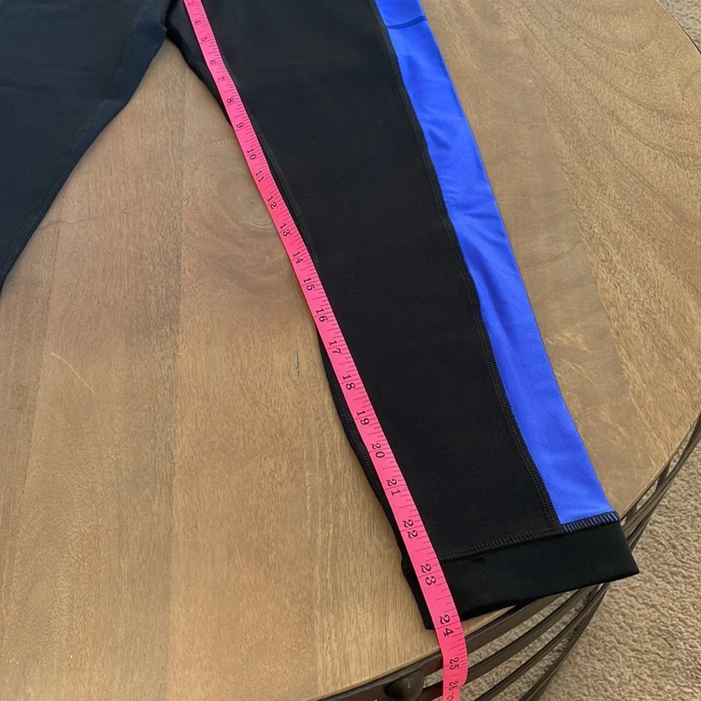 Fabletics Powerhold Black w Blue Stripe 7/8 Legging - Picture 2 of 9